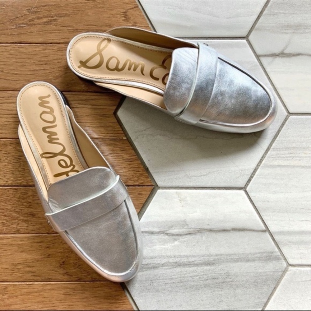 NWOT Sam Edelman Silver Mules Perri Sam Edelman Silver Mules Perri